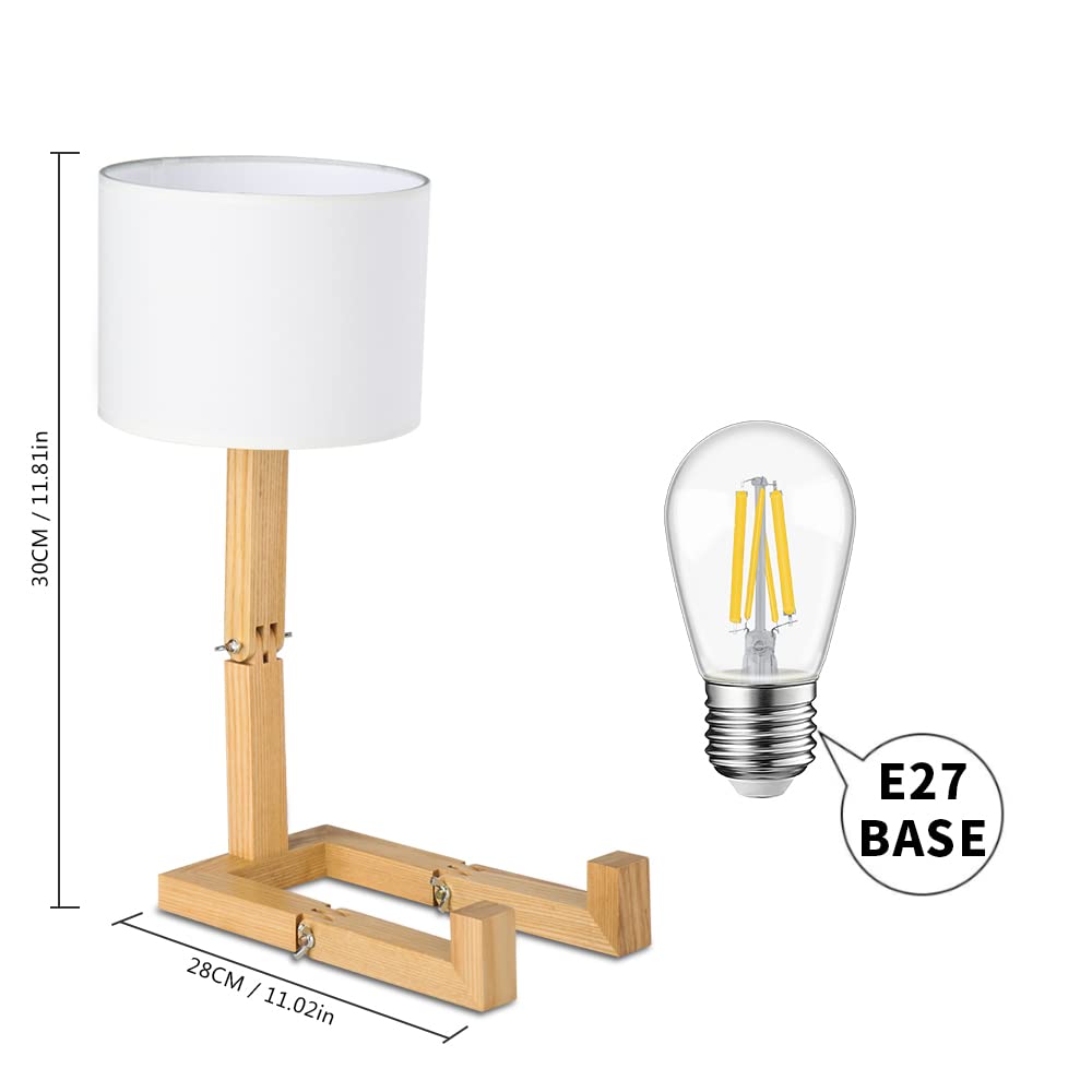 Lampada da Tavolo Robot Creativo 2pcs Set, Lampada da Comodino in Legno Regolabile con Paralume in Tessuto E27 Vite, Adatto per Bambini Camera da Letto Ufficio Soggiorno Illuminazione
