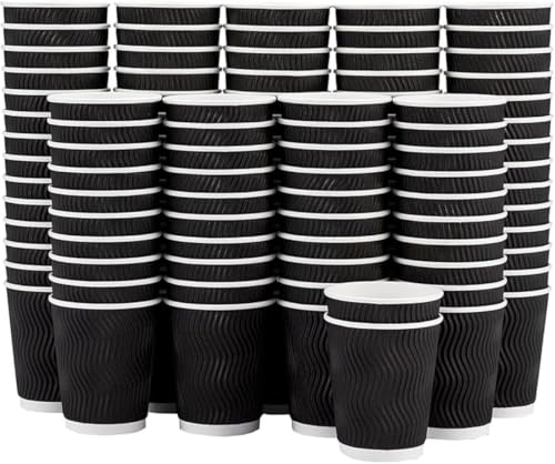 SLLS 使い捨て紙コップ 蓋付き 100個セット コーヒーカップ ティーカップ 耐熱 3層断熱 業務用 テイクアウト カフェ ホットドリンク用