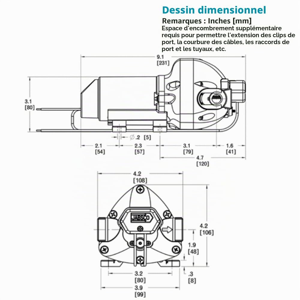 Jabsco 31395-4012-3A Par-Max 3 Pompe d'alimentation en eau douce marine : 12 V, 3 GPM, fermeture à 40 PSI.