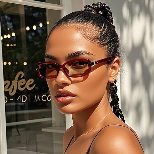 Rectangle Sunglasses for Women Men - Retro Trendy Sun Glasses - Square Frame Eyewear2