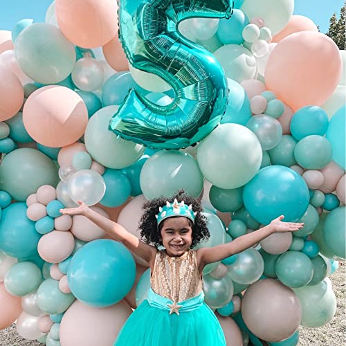 Image of Voircoloria 130pcs Teal Balloons Different Sizes 18 inch 12 inch 10 inch 5 inch Turquoise Blue Balloons for Boys Girls Baby Shower Wedding Anniversary Graduation Engagements Birthday Party Decorations