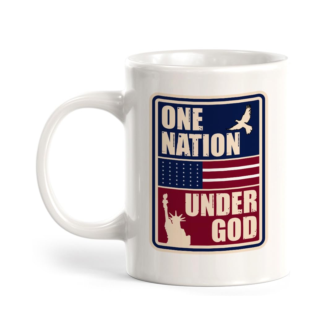 IKJHG One Nation Under God 11oz Ceramic Coffee Mug | Patriotic Coffee Cup