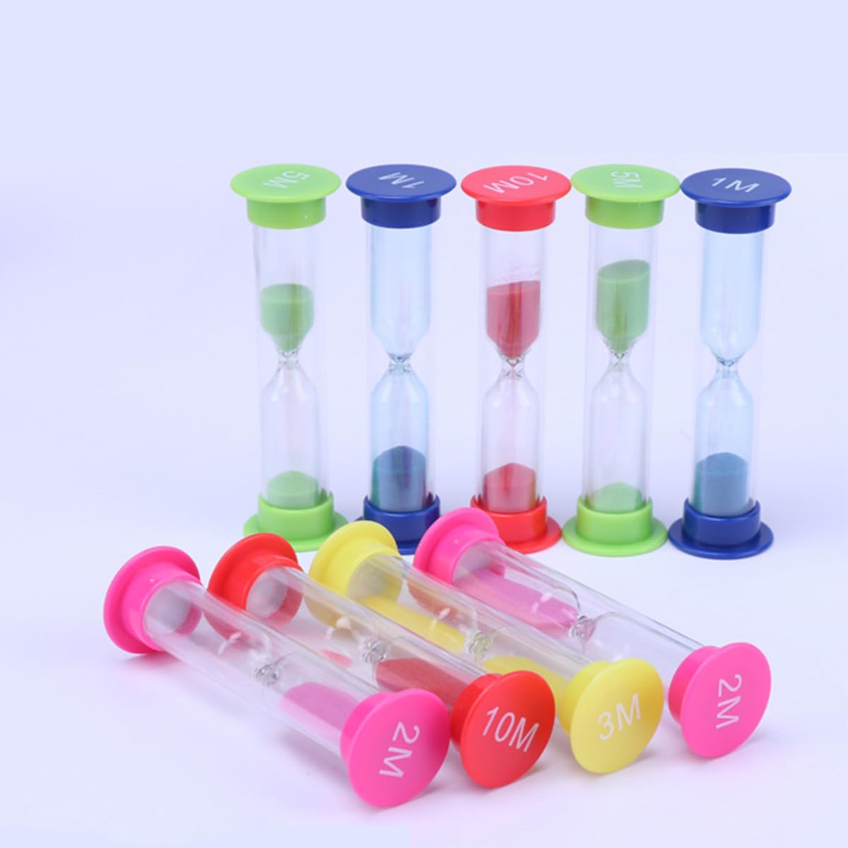 Colorful Hourglass Sand Clock Timer 6-Piece Set, 30 Seconds/1 Minute/2 Minutes/3 Minutes/5 Minutes/10 Minutes for Cooking, Games, School, Office and More!
