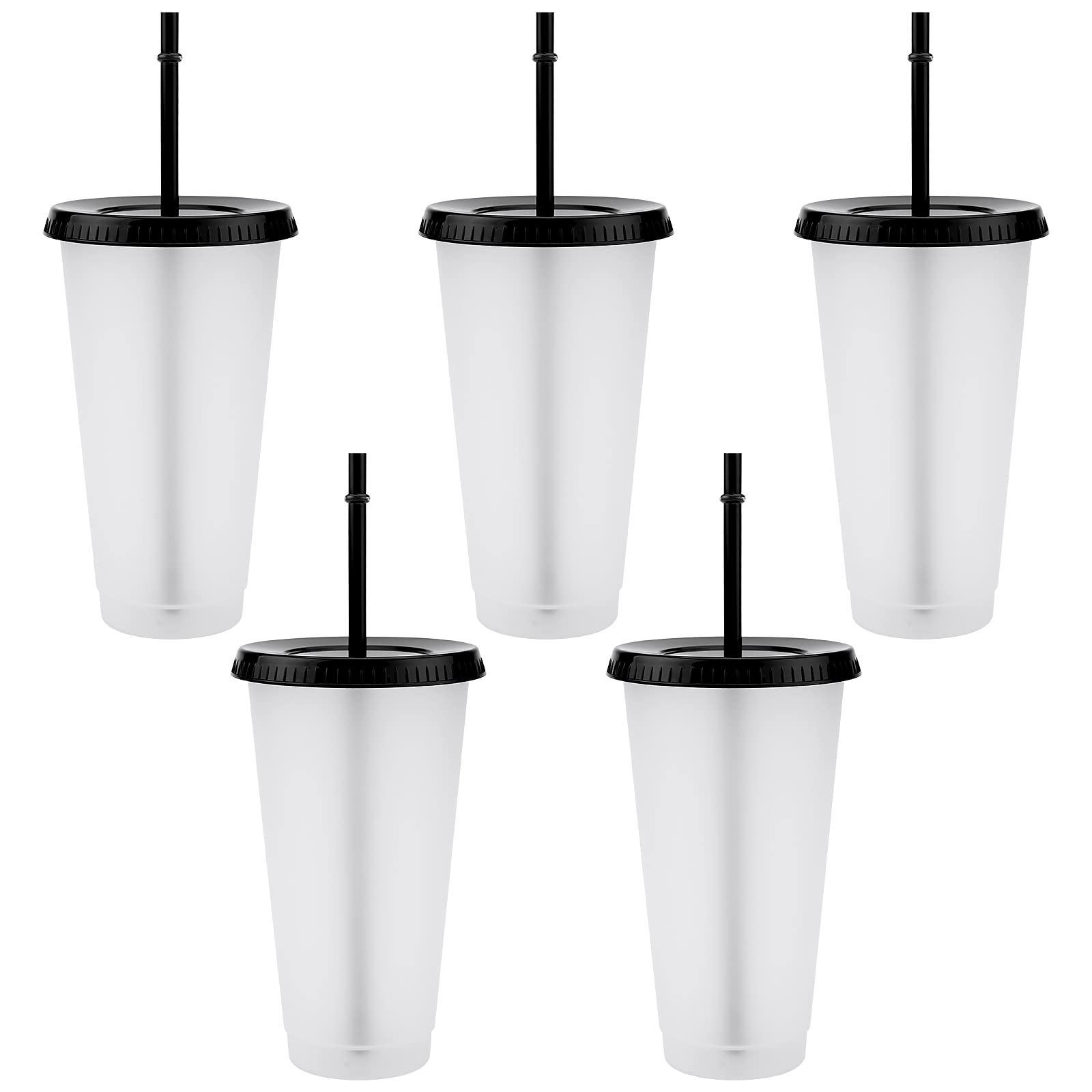 TSLBW 5 Pcs Reusable Plastic Cup Drinkware Tumblers Acrylic Cups Tumblers with Lids and Straws Plastic Bulk Iced Plastic Cold Water Tumblers Iced Coffee Cups Travel Mug Party Tumbler