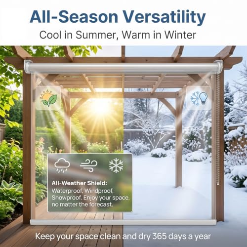 Store enrouleur PVC transparent 90x140cm isolant et imperméable pour extérieur - 8