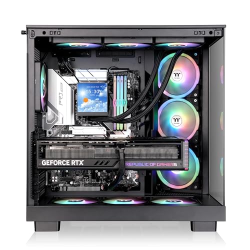 Image of Thermaltake View 380 XL TG ARGB; 4x120mm ARGB Lite Fans Included; 360mm Radiator Support; 420mm GPU Clearance; Hidden Connector Support; Dual Chamber; Black; CA-11E-00M1WN-00