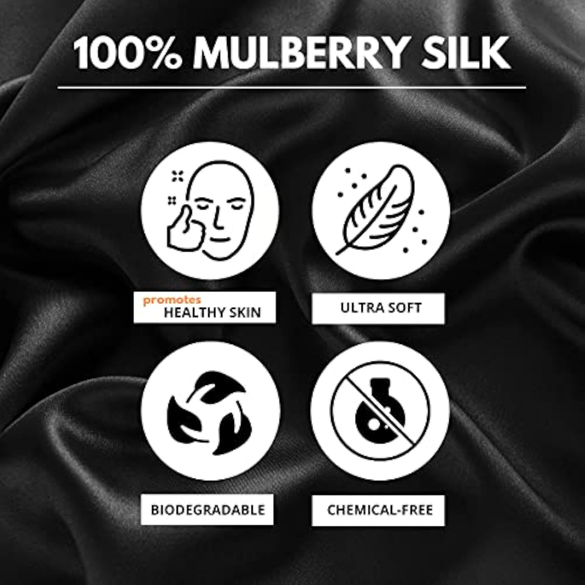 100% Mulberry Silk Sleep Mask and Blindfold, Black
