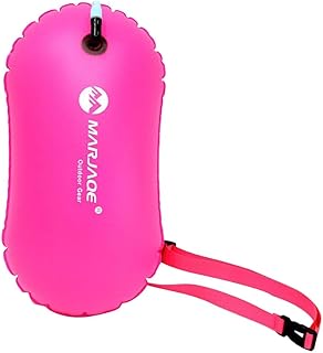 Onecen Swim Buoy Highly Visible Ultralight Swim Bubble Safety Buoy Tow Float with Adjustable Waist Belt for Open Water Swimmers Triathletes Kayakers Snorkelers Safe Swim Training (Rose Red), (a91)