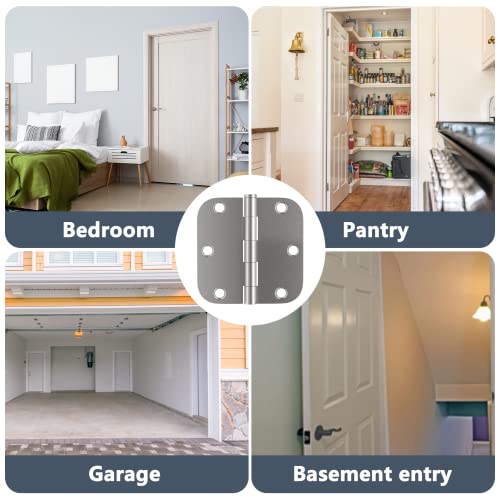 18 Pack Rounded Door Hinges 3.5 X 3.5 Inch, 5/8 Radius, Brushed Nickel #TOP5