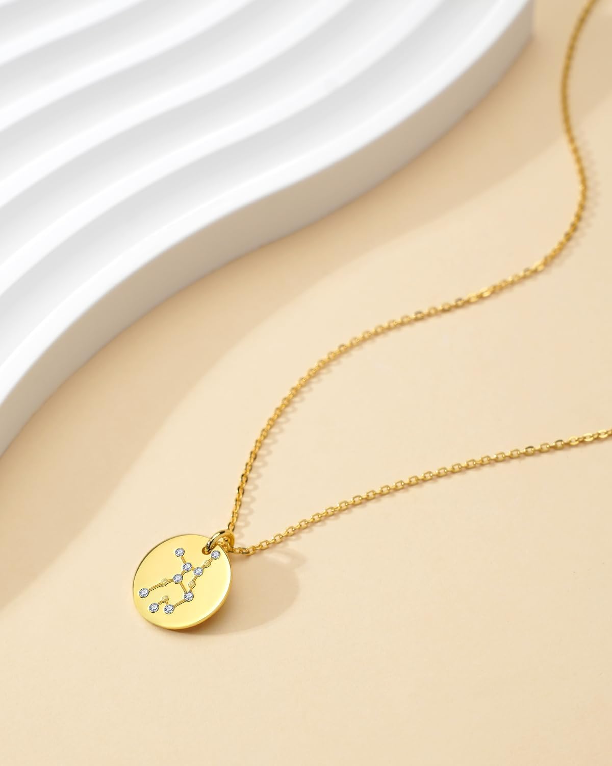 Birthday Zodiac Necklace for Women, Solid 925 Sterling Silver Constellation Star Coin Horoscope Sign Astrology Pendant, Celestial Jewelry Gift for Her Mother Daughter Birthday Anniversary Mother’s Day