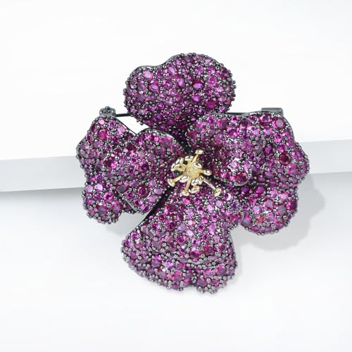 Image of Elegant Crystal Blooming Rose Flower Brooch Lapel Pin Breastpin for Women Birdal Cardigan Hat Scarf Suit Sweater Floral Pins