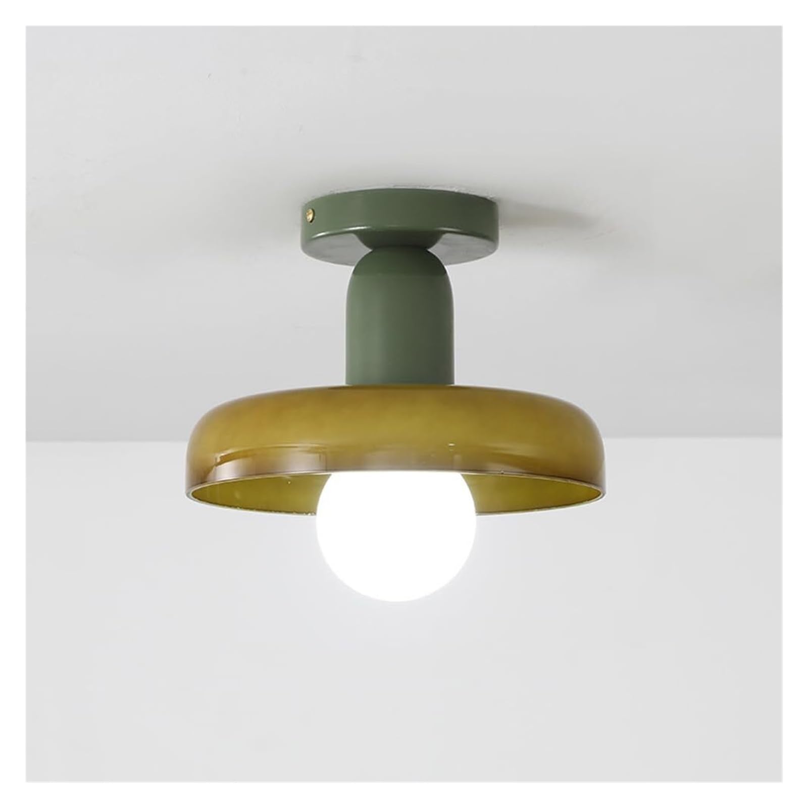 KHUKHU Glass Ceiling Light Fixture Mid Century Modern Hallway Light Fixtures Ceiling Glass Farmhouse Ceiling Lamp for Bathroom Kitchen Foyer Entryway Balcony(Green,+Green)