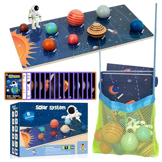 30 Pcs Wooden Solar System Model Board Toy Kit, Montessori Planet Balls Toys with Astronaut Figures, Preschool Learning Educational Puzzle, Space Knowledge Flash Cards Learning Toys for Kids
