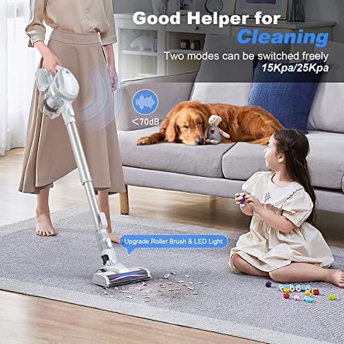 Tma Cordless Vacuum Cleaner, 25Kpa Brushless Motor Stick Vacuum Cleaner With Led Floor Brush, 4 Filters, 1.3L Dust Cup 6-In-1 Handheld Vacuum Cleaner 40 Min Runtime For Deep Clean Carpet #TOP1