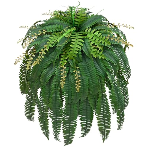 Livole 67" Fake Ferns Large Artificial Plants Outdoor, Artificial Ferns for Outdoors Large Faux Boston Fern with 99 Branches Realistic UV Resistant for Planter Home Garden Porch Hanging Decor, 1 Pcs