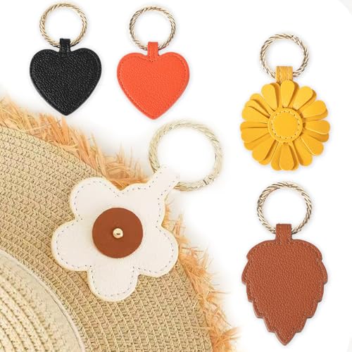 [Nauhiya] 帽子クリップ ハットクリップ 強力マグネット キャップクリップ 持ち歩き 吊り下げ PUレザー 帽子留め 紛失防止 磁気クリップ 帽子 キャップ (リーフ型, ブラック)