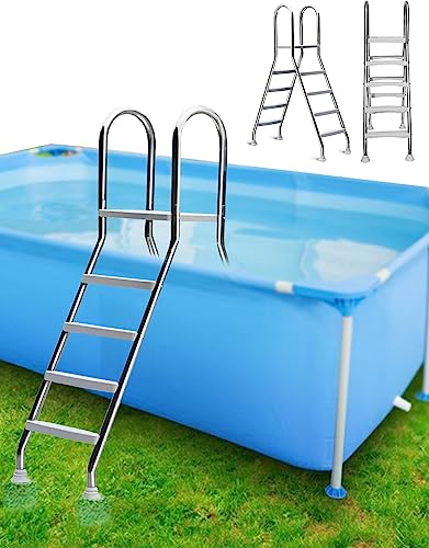 Escalera para piscina sobre tierra 4 pasos 53'' acero inox miniatura 1