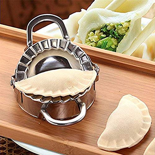 Stainless Steel Dumpling Maker Empanada Press Wraper Dough Cutter Pie Ravioli Dumpling Mould Kitchen Accessories-SYSAMA Eco-Friendly Pastry Tools (2pcs large dumpling maker+ 1 Pastry Cutter)