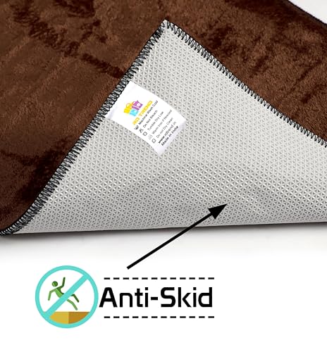 Image of RD TREND Carpets for Living Room Anti Skid Carpet for Room /Hall /Bedroom /Office /Floor Carpet&Rugs Machine-Washable (Brown, 4X6 Feet)