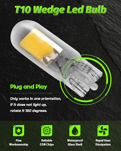 Image of Alopee T10 Wedge Led Bulb Neutral White 3500K 12V DC, Pack of 10