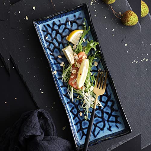 Plato rectangular de cerámica para sushi y pasta miniatura 4