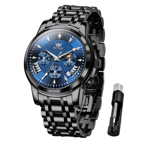 La Mejor Recopilación de Relojes de Caballero favoritos de las personas. 42 Shoonlo Reloj Formal Hombres, Relojes de Pulso para Hombre, Reloj Caballero de Acero Inoxidable Elegante, Reloj Analogico Hombre de Cuarzo Resistente al Agua, Luminoso (Cara Azul)