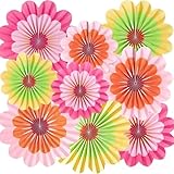 SITEDAN ペーパーファン お花紙 9枚セット 扇フラワー 紙 ファン 花 パーティー 飾り付け デコレーション 誕生日 飾り (彩色)
