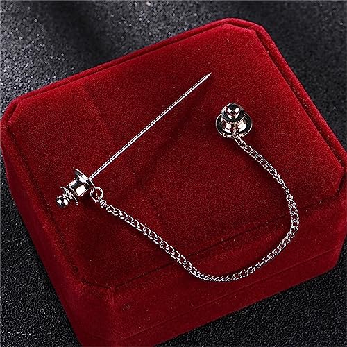 Image of Chain Lapel Pin Collar Bar Tassel Brooch Classic Ball Head Brass Shirt Collar Bar Tie Pins for Men Wedding Business