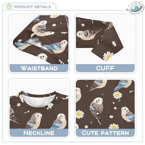 JUNZAN Cute Budgerigar Brown Little Girls Sweatshirt Hoodie Fleece Hoodie for Boys Party 4T3