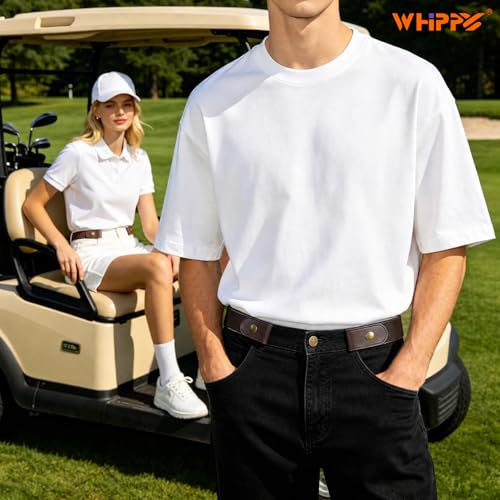 Image of WHIPPY No Buckle Stretch No Show Belt for Men 1.38 inches Wide, Buckless Invisible Elastic Belt for Jeans Pants