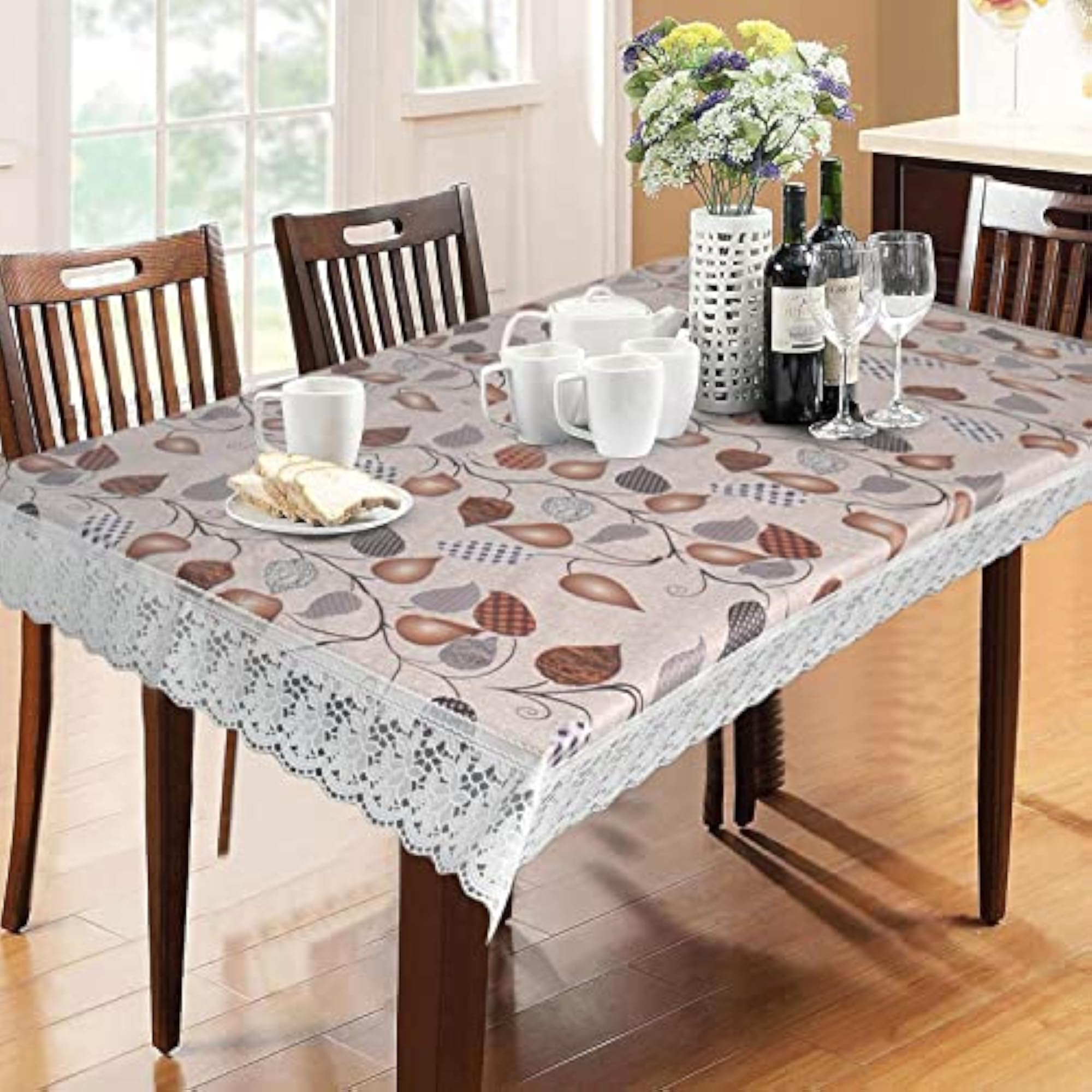 PVC Dining Table Cover, 4 Seater Waterproof