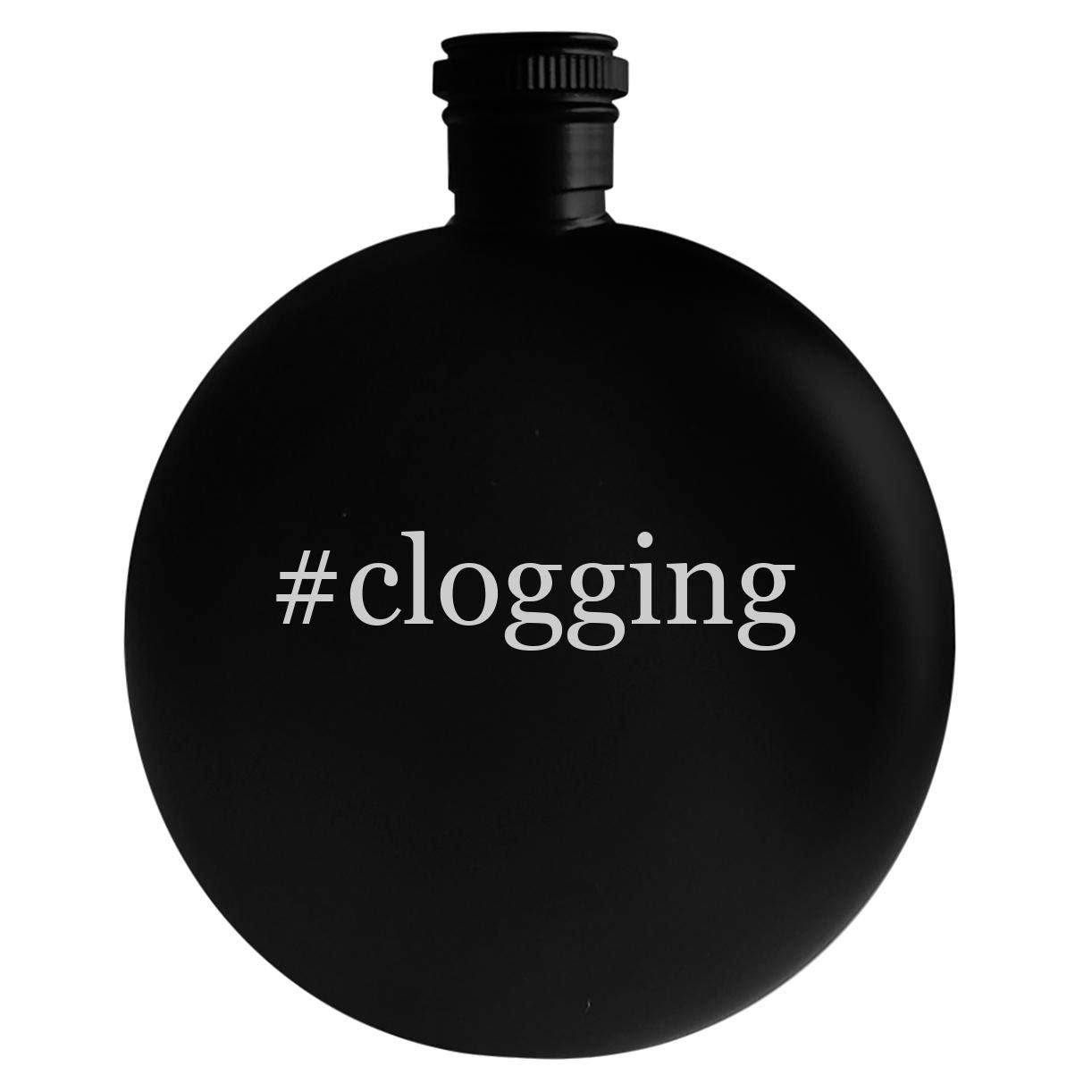 #clogging - 5oz Hashtag Round Alcohol Drinking Flask, Black