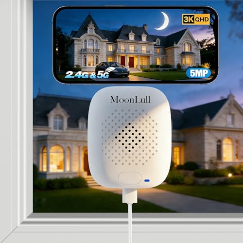 MoonLull SafeView Window Camera 5MP 3K Security Camera with Colour Night Vision Anti-Glare Window Cameras for Home Securitya 2.4/5GHz WiFi AI Motion Alert Tool-Free No Monthly Fees-Just Use an SD Card