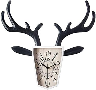 liushop Orologio da Parete Orologio da Parete Testa di Cervo Orologio da Parete in Metallo Muto Orologio da Parete Creativo Orologio da Parete retrò da Camino Decorazioni per La Casa