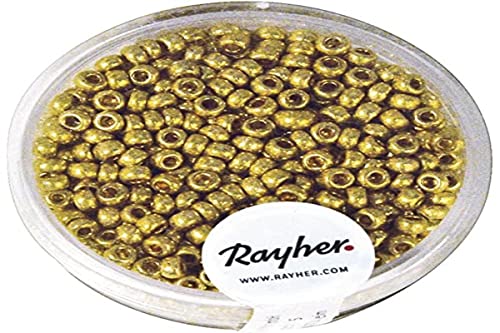 RAYHER HOBBY 1406806 Rocailles 2.6 mm à Â, perlmutt, Dose 17g, gold, nicht Wa