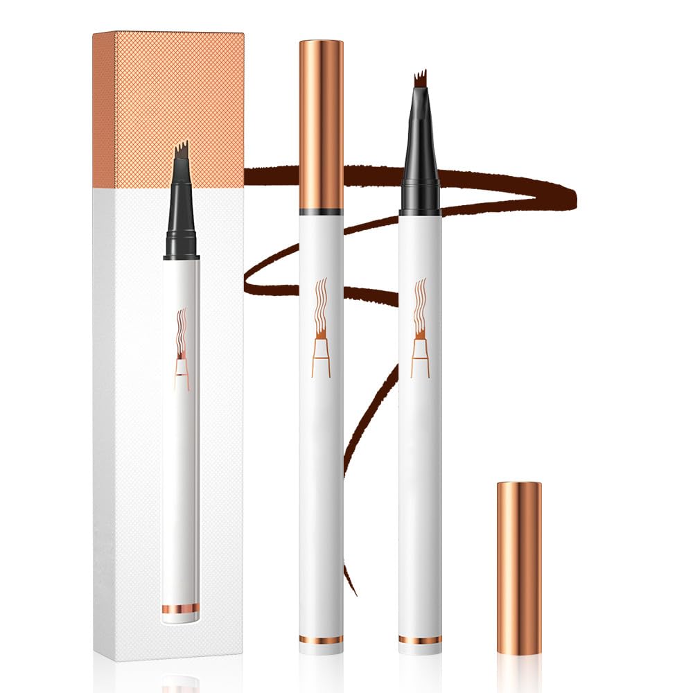 Augenbrauenstift für natürliche Brauen, 2026 New Doppelköpfig Multifunction 3D Microblading Eyebrow Tattoo Pencil, Präziser Brauenstift, Make-up für Voluminösen Look (dunkelbraun)