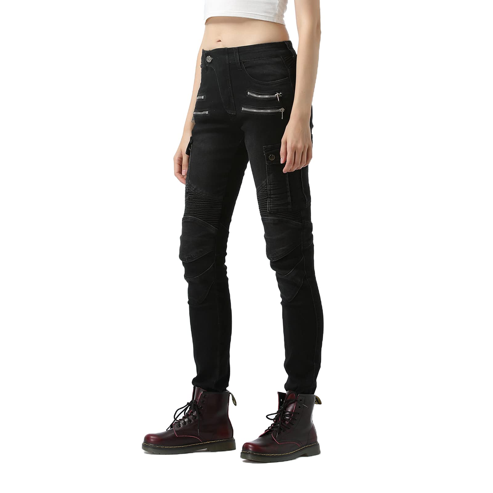 Damen Motorradhose Motorrad Jeans Biker Trousers Motorrad Hose Fahrrad Riding Schutzhose, 4 x Schutz Ausrüstung