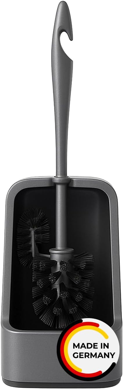 Rival Recycled Square Toilet Brush with Edge Cleaner Brush - Toilet Brush with Ergonomic Handle Made of Recycled Material - Toilet Brush for Quick & Thorough Cleaning - Toilet Brush with Holder