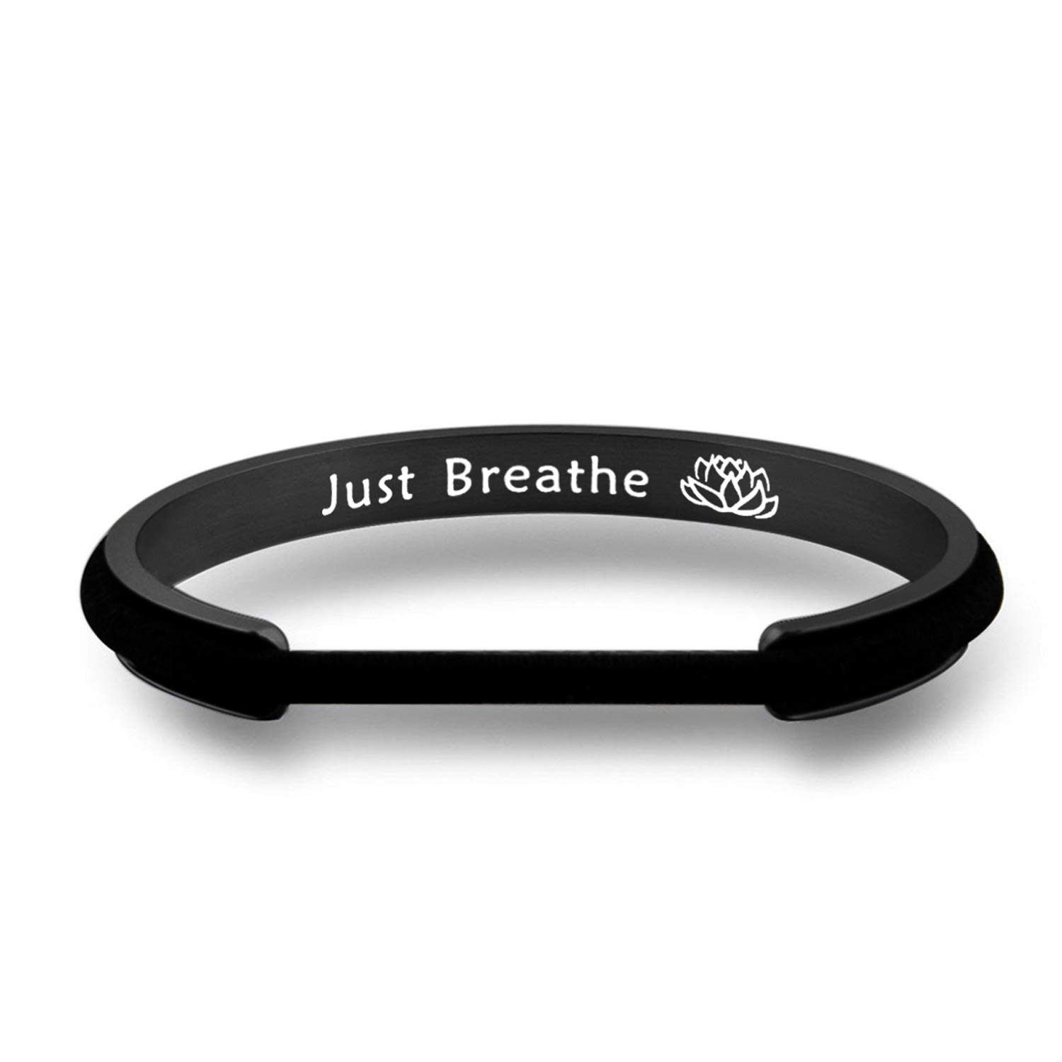 WUSUANED Breathe Hair Tie Deep Grooved Cuff Bracelet Lotus Flower Yoga Sign Jewelry Gift for Women