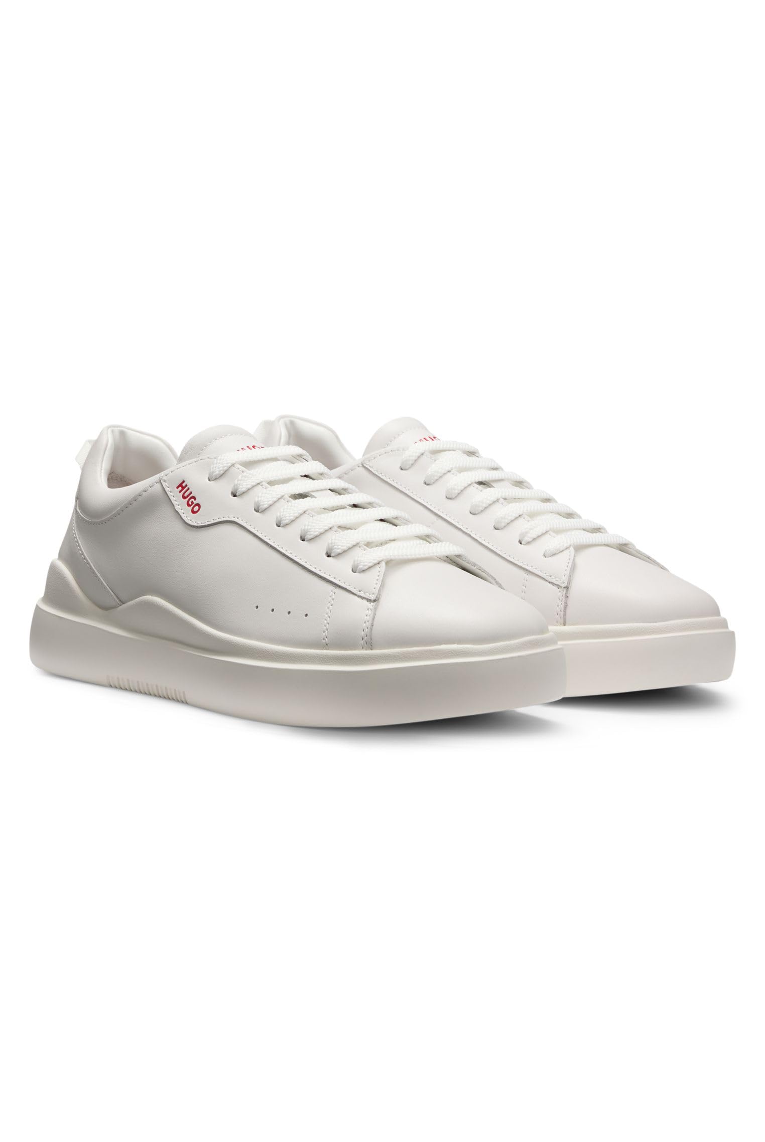 HUGO Herren Blake Tenn Ledersneakers mit rotem Logo-Detail Größe