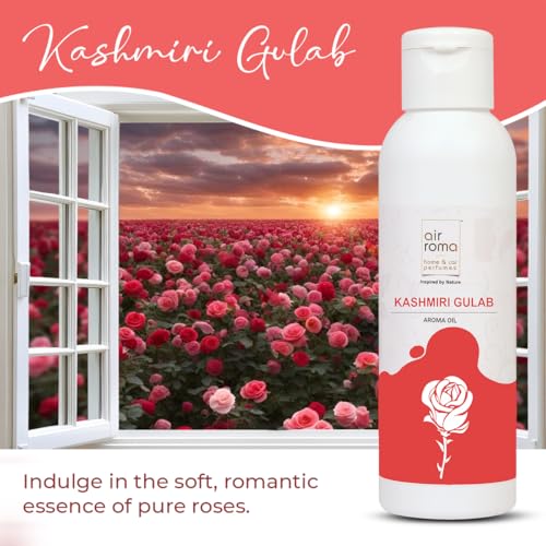 Image of AIR-ROMA Kashmiri Gulab Scented Aroma Diffuser Oil, Pure, Natural and Undiluted 100ml | Strong & Long-Lasting Aroma - Fragrance Oil for Home, Office, Candles
