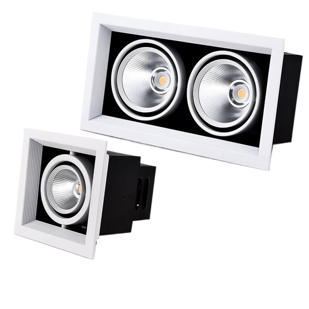 fengyan Casa Bombillas Luz De Techo LED Luz Giratoria LED LED Empotrable Downlight Square 7W 12W Cabeza Individual/Doble 220V 230V for Iluminación Interior Familiar Lámpara