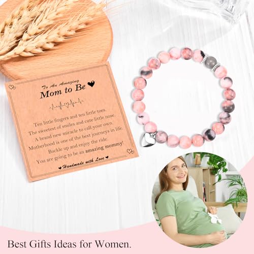 Image of New Mom to Be First 1st Time Mom Pregnancy Gifts for Women, Mothers Day Christmas Valentines Day Easter Birthday Gifts Stocking Easter Basket Stuffers Beaded Bracelet Jewelry Gifts for Women