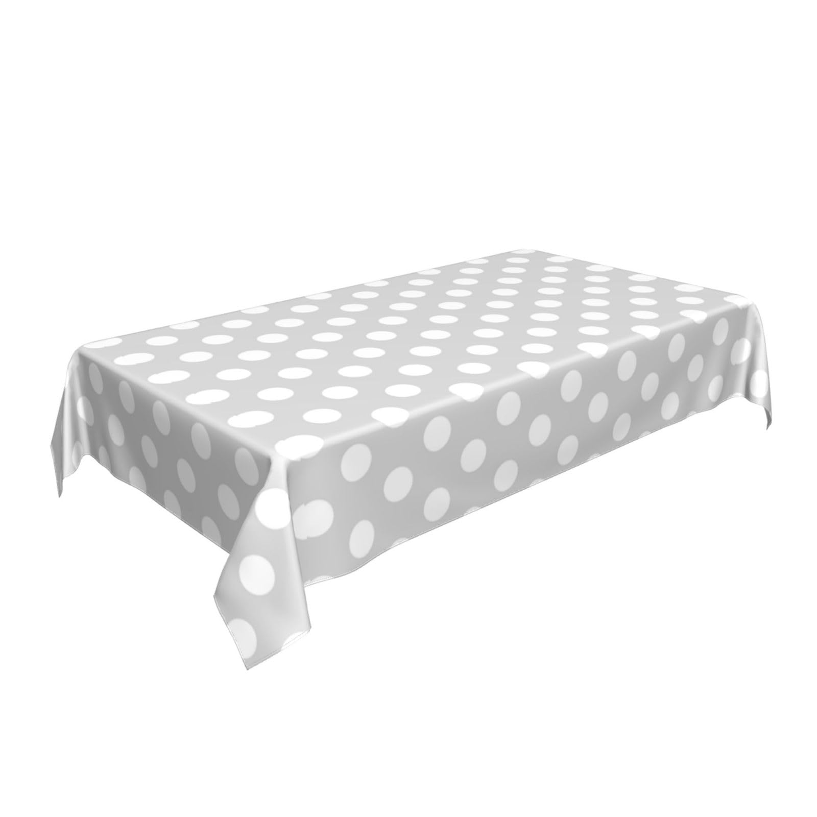 Tovaglia 152 x 228 cm, tessuto bianco a pois, resistente alle pieghe, per feste al chiuso e all'aperto, resistente tovaglia per eventi e uso domestico