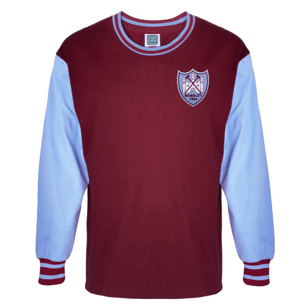West Ham United 1964 FA Cup Final Retro Shirt Claret/Sky Small Cotton