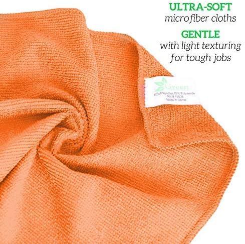 GREEN LIFESTYLE Microfiber Cleaning Cloths- for Kitchen, Car, Super Absorbent Cloths - Polishing Shop Rags with Streak Free Finish for Indoor, Outdoor Surfaces 24PK