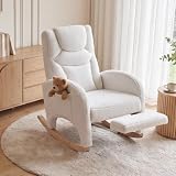 DEKKETO Fauteuil a Bascule Allaitement avec Repose-Pied Dossier Haut, Blanc...