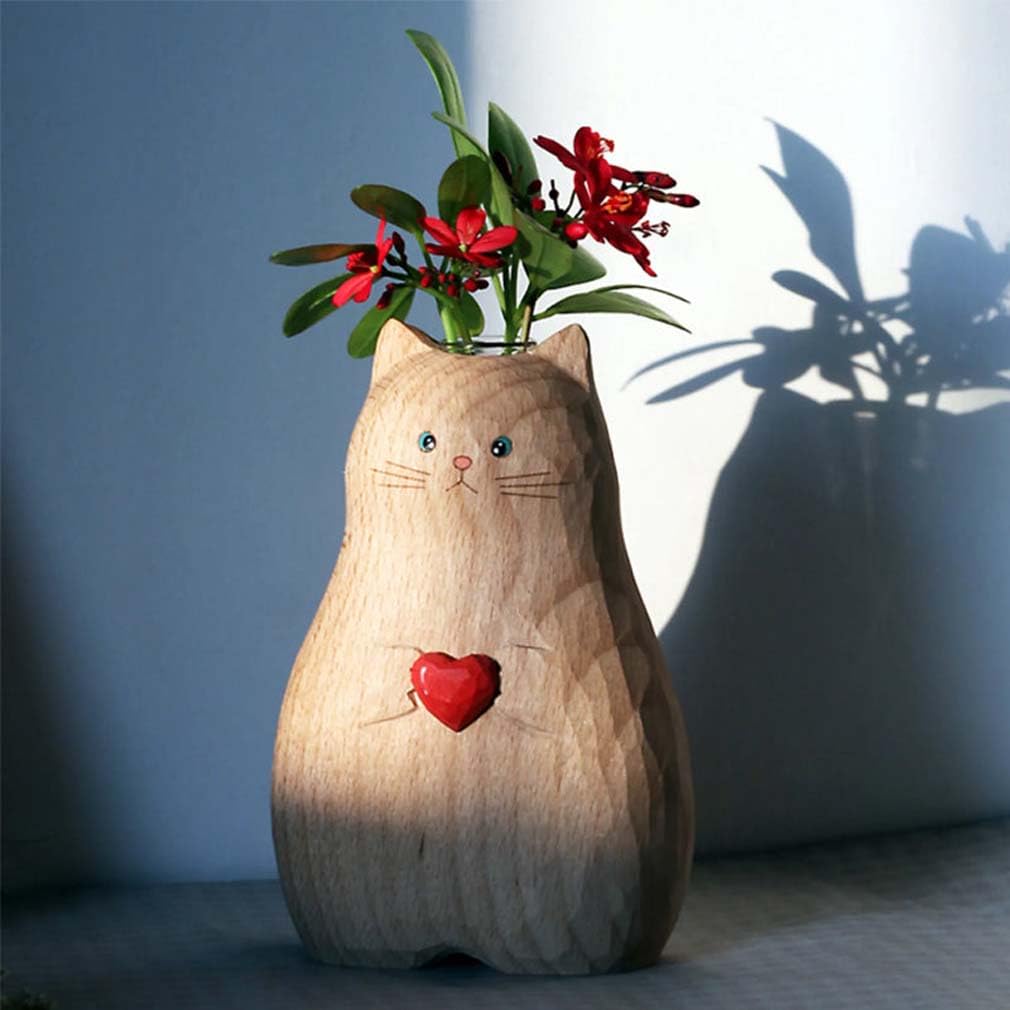 Handmade Cat Vase, Cute Cat Shape Vase, Handmade Home Décor Flower Vase, Shape of Cat Vases, Flower Vase Home Decor Vase and Table Centerpieces Vase, Cat Vase - Cat Lover Gifts for Women