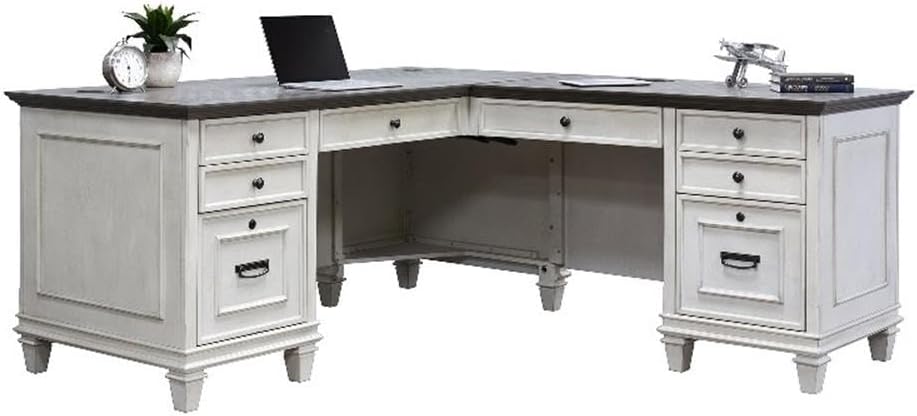 Pedestal Desk, White