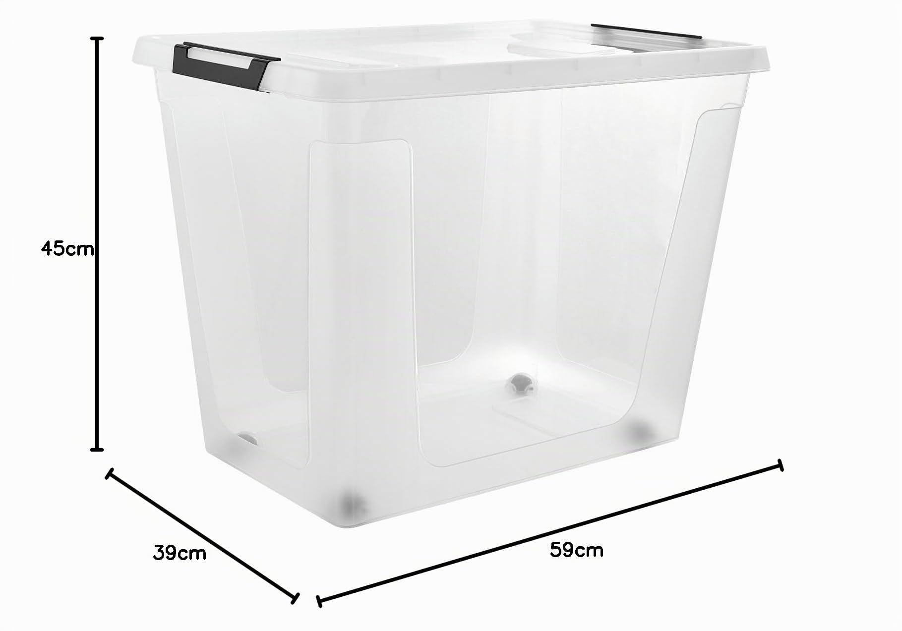 Gardissimo Aufbewahrungsbox Clip 4er Set 80 Liter transparent | Mit Deckel und Rollen, Kunststoff Stapelboxen, Clip-Verschluss, MADE IN Europe, BPA-frei